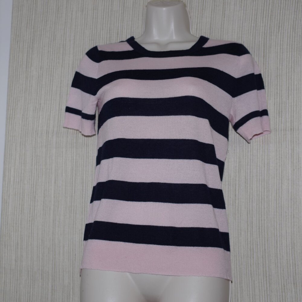 J.Crew Collection Cashmere Short Sleeve Pink  striped cashmere pullover Size : S